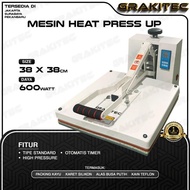 Promo / Terlaris Mesin Heat Press 38x38 900 Watt UP Sablon Kaos Premium HIGH PRESSURE Kaos,Bag,Puzzl