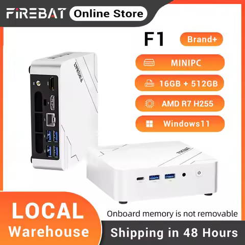 Firebat F1 Mini Pc Amd Ryzen 7 H255 Lpddr5 16Gb Ram M.2 Pcie 512Gb Ssd Wifi6 Bt5.2 2500m Lan Windows
