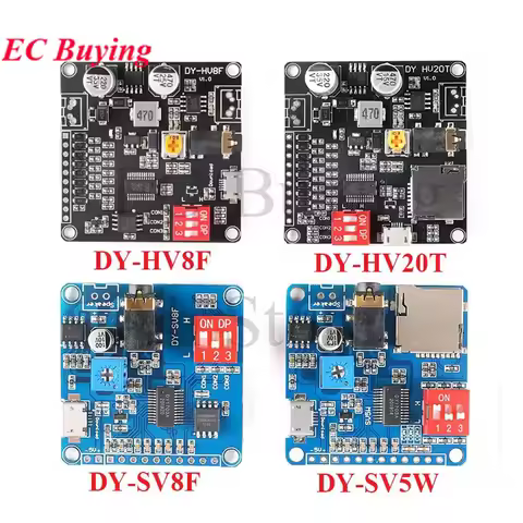 DY-SV17F DY-SV5W DY-SV8F DY-HV20T DY-HV8F Voice Playback Module MP3 WAV Music Player UART I/O Trigge