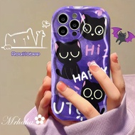 Mrhaha เคสครีมสำหรับ A17 A78 OPPO A15s A15 A5s A9 A5 A53 A3s A54 A12 A93 A52 A72 A94 A96 A31เคลือบรูปการ์ตูนสีม่วงคุณภาพสูงลายสัตว์เลี้ยงที่น่ารักลูกแมวสีม่วงสวยงามเคสซิลิโคนซิลิโคนโทรศัพท์ฝาครอบป้องกัน🌈คลังสินค้าพร้อม