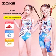 ZOKE Nezha Kids Swimwear Girls Professional One-Piece Competition Swimsuit for Teens Training