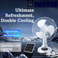 GLENES Solar Powered Fan, Energy Saving 12 Inch Solar Fan, With Light Lighting Function Solar Panel 