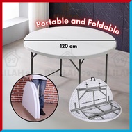 Belilah Round Foldable Table Multipurpose Portable Table Catering Buffet Outdoor Meja Lipat Bulat