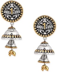 Women's Gullak Dome Ghungroo Drop Earrings(Onesize)(Silver), Onesize, Brass