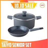 La Gourmet Zen by Shogun Taiyo Senior Cookware Set - 24cm Casserole with Glass Lid + 24cm Frypan