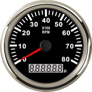 85mm Car Boat Tachometer With Hour Meter 6000RPM 8000RPM Tachometer Gauge Universal for marine boat 