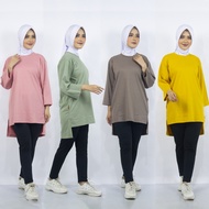 TAB CLICK - Women's Oversized Top, Jumbo, 7 Sleeves,/8, Muslim Sports T-Shirt Plain Hijab SizeBIG
