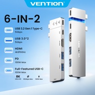 Vention 6-in-2 USB-C Hub MacBook Pro Air  Adapter 8K Type C Video Output 4K HDMI 140W PD  Thunderbol