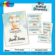 Hospital Bag Label Sticker (Boy) Mommy and Baby Hospital Documents