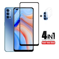 2in1 OPPO Reno4 ฟิล์มเลนส์กล้อง + ฟิล์มกระจกเต็มจอขอบดำ ฟิล์มกันกระแทก