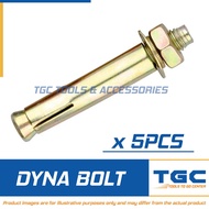 5PCS Dyna Bolt 1/2 x 4 (M12 x 100mm) Tetanized TGC Expansion Anchor Bolt with Sleeve