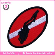 [Lovoski] Scuba Dive Flag Patch Backpack Iron-On Embroidered Diver Down Flippers Oval