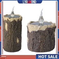 ALMOND LED Candles Lights Smokeless Flameless Windproof Solar Powered Simulation Tree Stump Electric Candles Lamp For