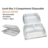 Lunch Box Food Container BENXON BX-190(3 Compartment) And BX-290 Microwaveable (1 Pack = 50 pcs) FAST DELIVERY