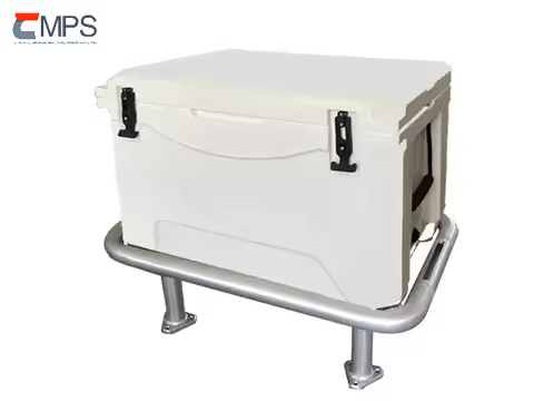 85QT (80L) Marine Grade Fishing Cooler Storage Box with Leaning Post White Boat Seat