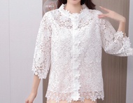 FONเสื้อลูกไม้คอกลมกระดุมหน้า มีไซร้อก38-40-42-44-46นิ้ว#SW029