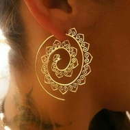 Ornate Swirl Hoop Gypsy Indian Tribal Ethnic Accessories Earring Women FSHN