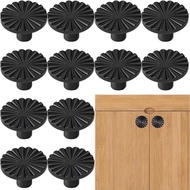 12 PCS Tombol Kabinet Hitam Bulat, Tombol Kabinet Hitam Matte, Pemegang Perkakasan Bulat untuk Kabin