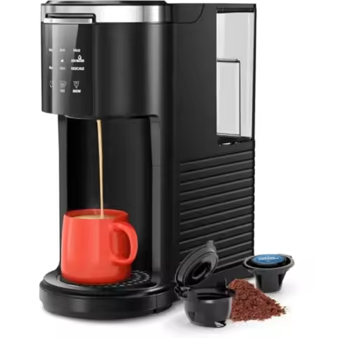 Single Serve Coffee Maker 2 in 1 Drop Coffee Machine Compatible with K Cup and Ground Coffee 5 Brew 