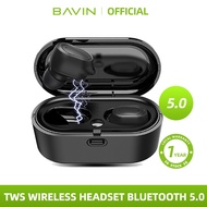 BAVIN Wireless 5.0 Bluetooth Powerful Earphone TWS Stereo Earbuds HD Clear Sound In-ear Earphones