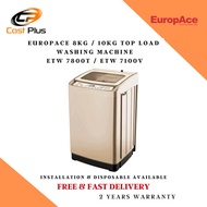 EuropAce Top Load Washing Machine Champagne Gold - 8kg ETW 7800T / 10kg ETW 7100V Free Delivery