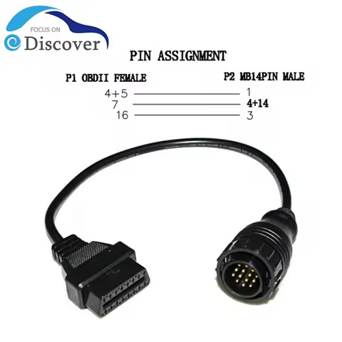 For Benz 14Pin to 16Pin OBD2 Car Adapter Connector MB Star Sprinter 14PIN to 16PIN Converter OBD OBD