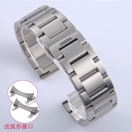 ❖☏Suitable for Fossil Watch Steel Band Solid Stainless Men s and Women Butterfly Buckle Chain Access