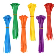 300Pcs Multi-purpose Nylon Zip Ties Durable Cable Wire Wraps Assorted Color 8 Inch 50 Lbs Tensile St