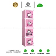 Organono DIY 3-4 Doors Hello Kitty Multipurpose Kids Stackable Storage Space Saver Cabinet Organizer