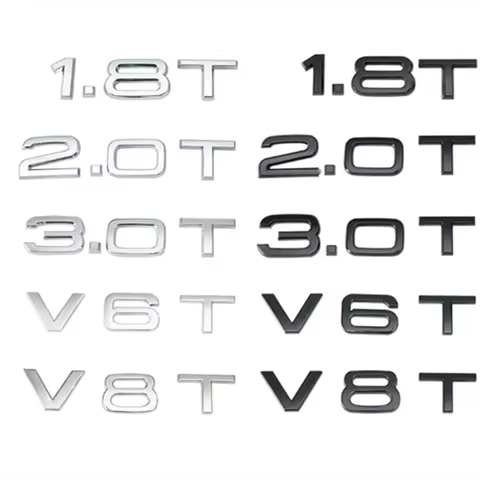 1.8T 2.0T 3.0T V6T V8T ABS badge car stickers for Audi A3 A4 A5 A6 A7 Q3 Q5 Q7 car logo rear trunk d