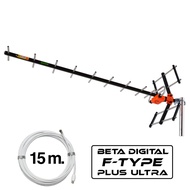 เสาอากาศทีวีดิจิตอล BETA Digital HD-14EF พร้อมสาย RG-6/u 15 เมตร