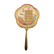 Tròn Gương trang điểm cầm tay Kim loại Có tay cầm Gương phong cách cổ điển Mini Di động Gương sáng t