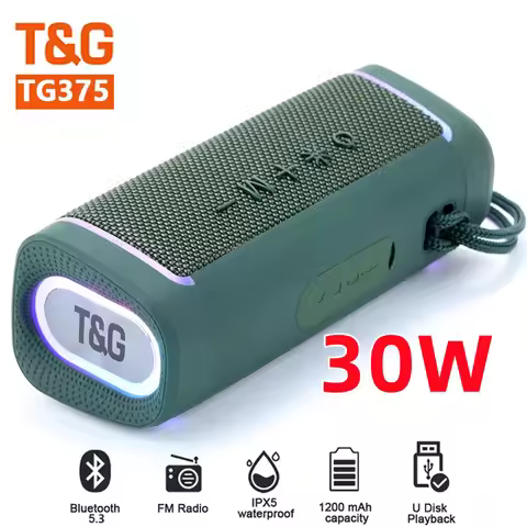 TG375 30W High-powe Wireless Bluetooth Speaker Portable Sound Column with RGB Lighting TWS 3D Stereo