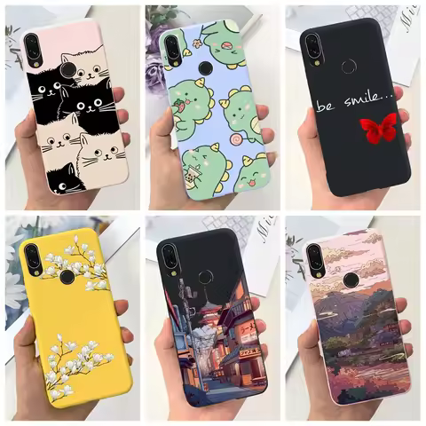 For Huawei Y6 2019 Case MRD-LX1F Y6 Prime 2019 Cover Cute Bear Dinosaur Soft Silicone Back Cover For