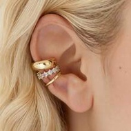 3pcs Minimalist Gold U - Shaped Hoop Earrings,Cubic Zirconia Copper Earrings(3pcs Not 3 Pairs)