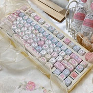 123 Keys Rabbit Party Keycaps MOA Height PBT Material Keycap Five Sided Thermal Sublimation Personal