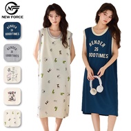 [NEW FORCE] Accompanying Time with Chest Pad Loose Sleeveless Nightdress-5 Colors Available (with Ch