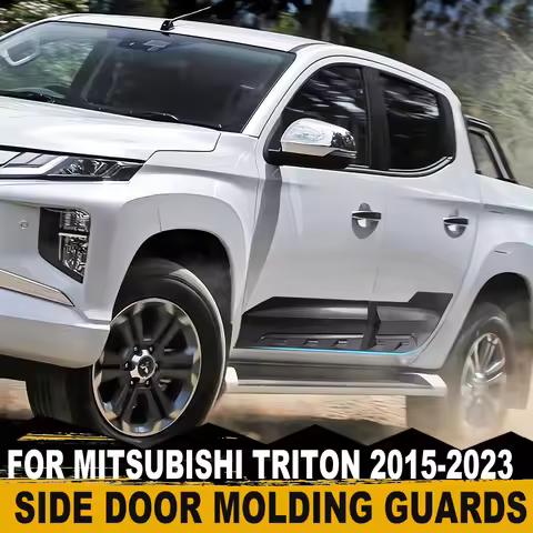 Matte Black Side Door Body Molding Guards Trim For Mitsubishi L200 Triton 2015-2023 MQ MR 4PC ABS Bo