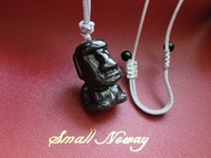 【親翠】天然翡翠 潮黑烏雞摩艾石像調整式繩鏈 特殊題材