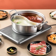 32cm Large Yuan Yang Pots Dual Steamboat Induction Hotpot 304-Grade Stainless Steel with Glass Lid / Hot Pot / double