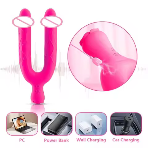 DUBNIY Powerful Vibrating Dildo Flexible Double Penetration G-Spot Clitoris Stimulate Vagina Massage