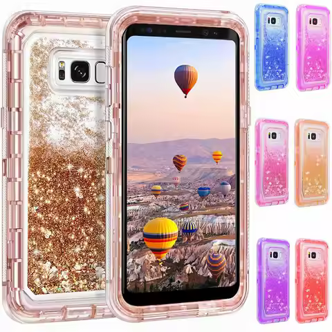 For Samsung Galaxy S8 S10 Note 9 10 20 S21 Plus S22 S23 Ultra Liquid BlingBling Glitter Heavy Duty D