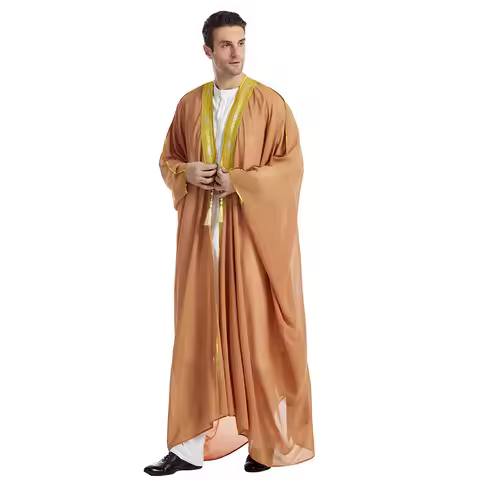 Men Open Muslim Kimono Abaya Jubba Thobe Turkey Arabic Islam Djellaba Homme Robe Musulmane Hombre Pr