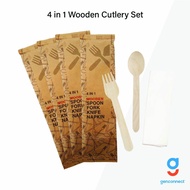 WHOLESALE Disposable Wooden Cutlery Set│16cm Spoon Fork Knife Napkin Individually Packed