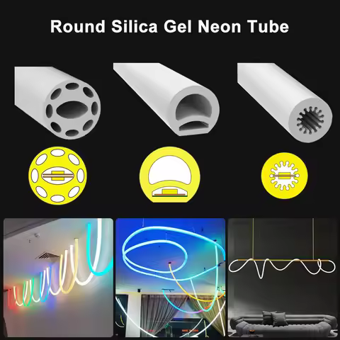 Round Silica Gel Covering Tube Neon Sign Flexible Soft Lamp Rope For 5/8/10mm PCB WS2812B WS2811 SK6