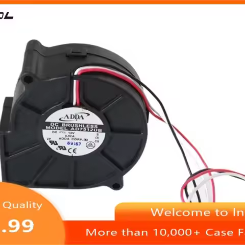 For ADDA AD7512UB 75x75x30mm DC 12V 0.52A 3-Wire Blower Fan Projector Cooling