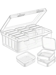 1組15入迷你透明塑料收納盒: 適用於小物件、珠寶、五金配件、文具、diy藝術工藝品