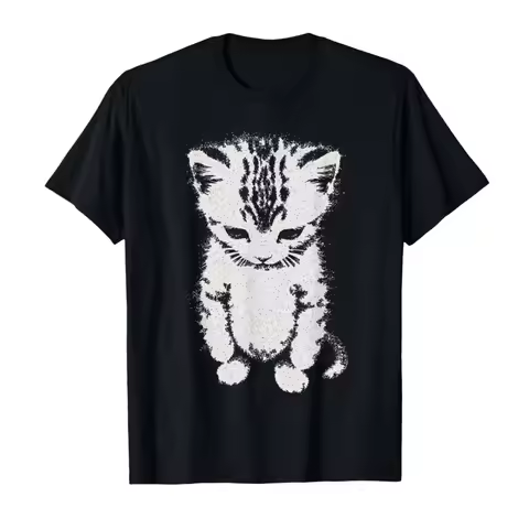 Danqi Yoyo Sad Kitten Funny Meme Sad Crying Munchkin Cat Trendy T-shirt For Men Women 100% Cotton T 