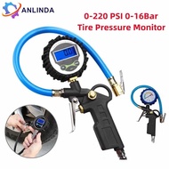 Air Pump Tire Pressure Level 0-220 PSI 0-16Bar Gauge Use To Measure And Inflate Cars Sedans And Pick