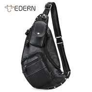 《905》EDERN Retro Genuine Leather Crossbody Bag for Men Large Capacity Crazy Horse Leather Mens Chest